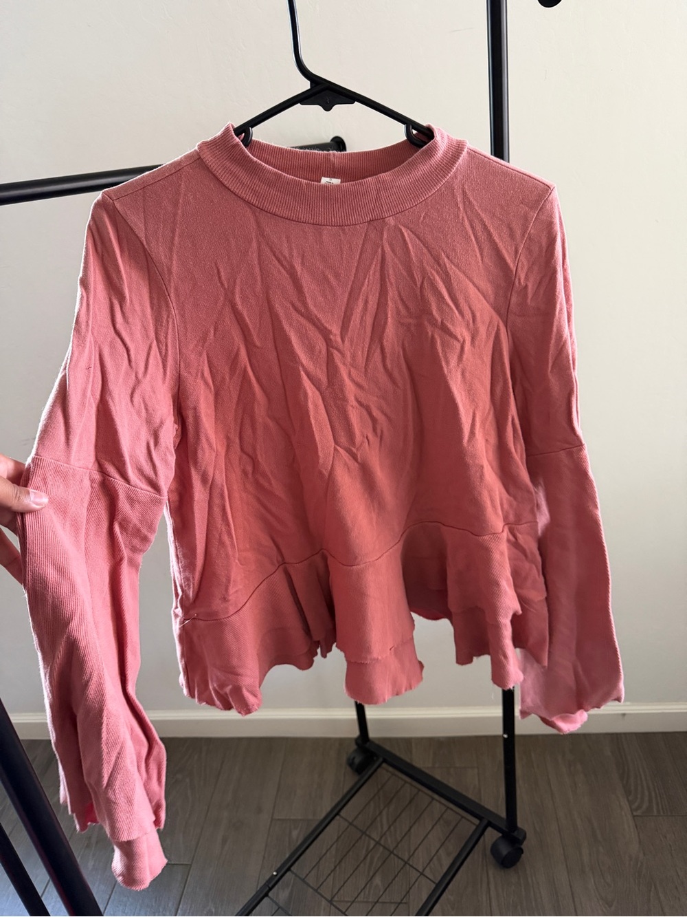 bp Dusty Rose Ruffle-Hem Long Sleeve Sweatshirt